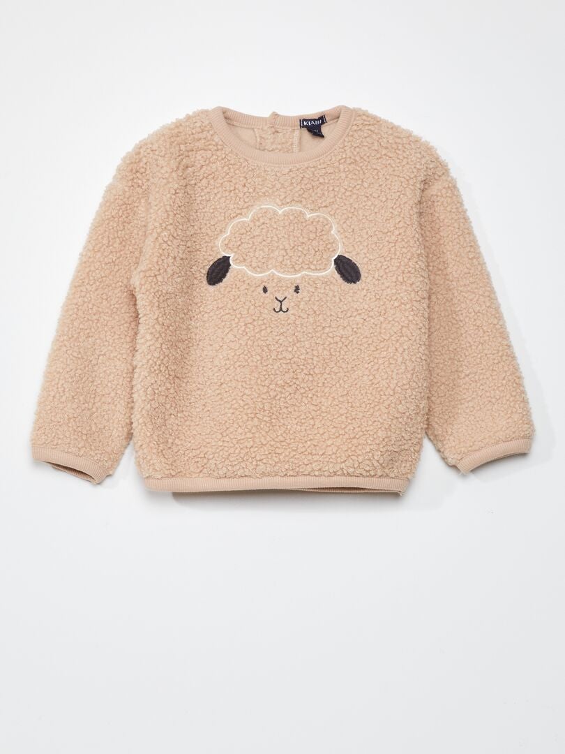 Sherpa en fluwelen pyjamaset - 2-delig - BEIGE