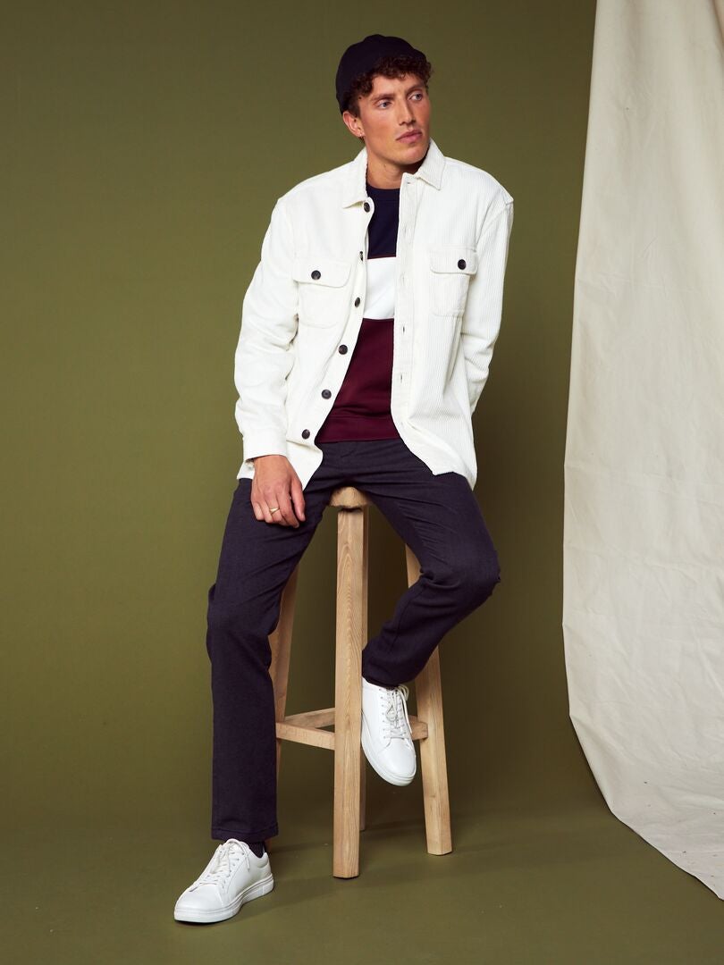 Spodnie żakardowe slim-fit - czarne