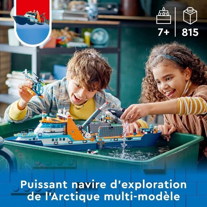 LEGO® City 60368 Le Navire d’Exploration Arctique, Jouet de Grand Bateau Flottant, Cadeau Enfants