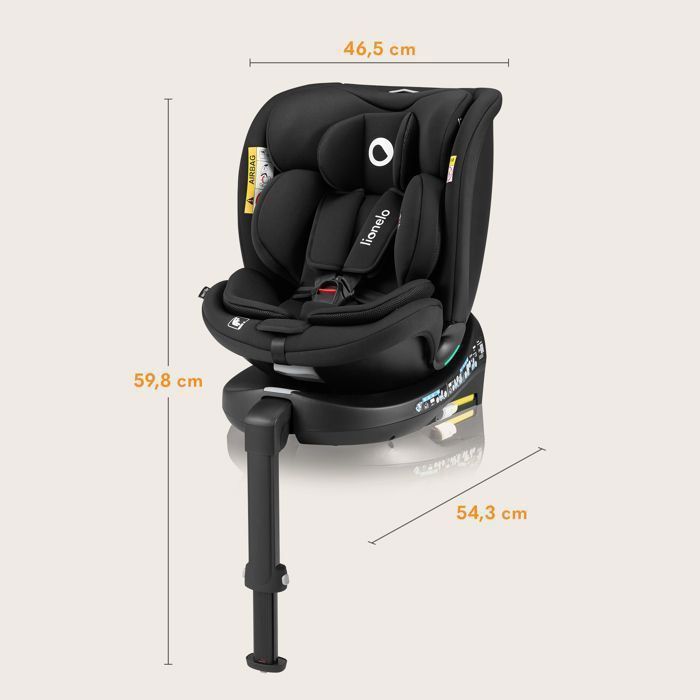 Silla de coche convertible LIONELO i-Size azul marino - Base giratoria 360° - 40-150 cm - ISOFIX - Grupo 0+/1/2/3 - Negra