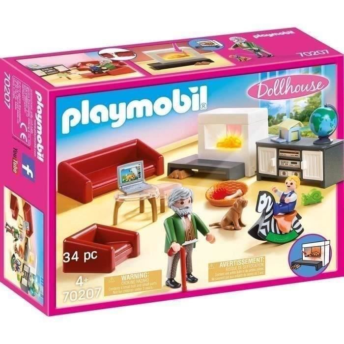 PLAYMOBIL 70207 Olohuone takalla, Nukkekoti Perinteinen talo, 36 osaa, Ikä 4+