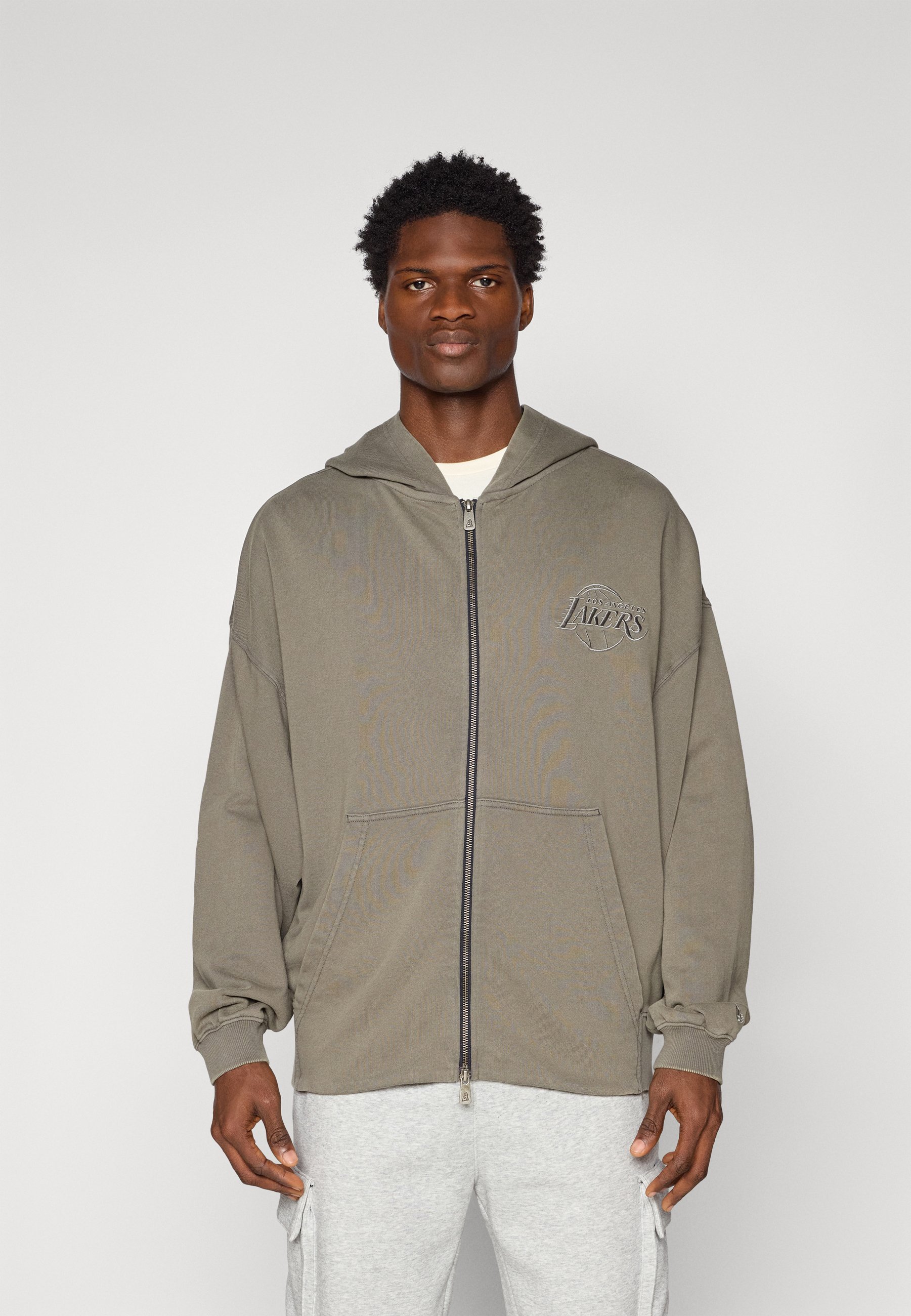 New Era NBA LOS ANGELES LAKERS WASHED FULL ZIP - Klubové oblečení - šedá