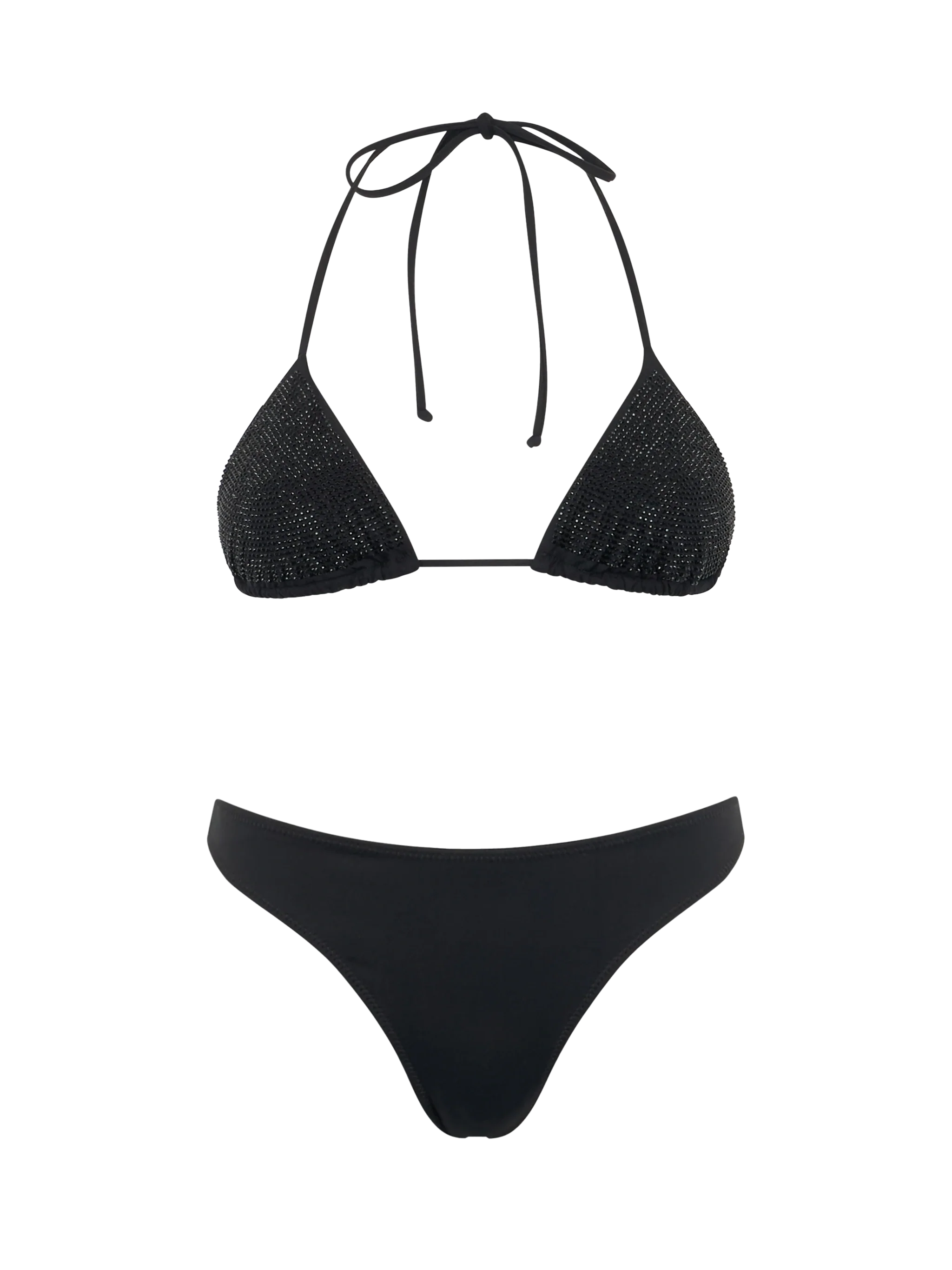 Annabelle Naomi damesbikini met zwarte driehoekige cups en strass-steentjes
