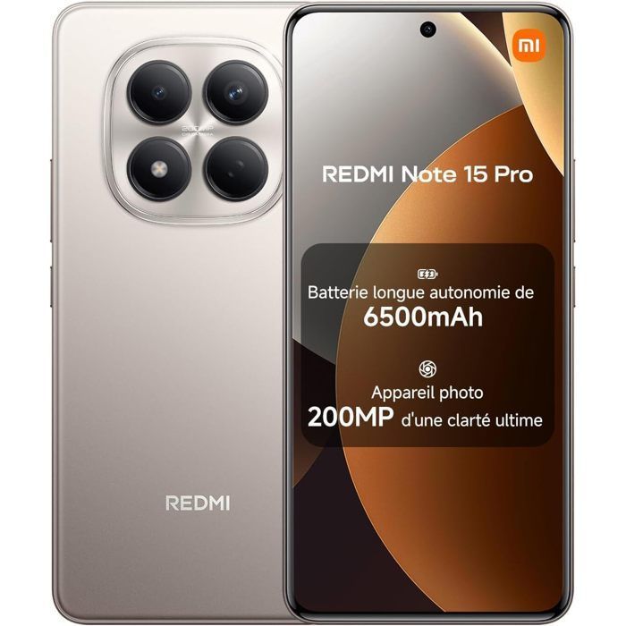Smartphone Xiaomi Redmi Note 15 Pro 4G con 12 GB di RAM, 512 GB di memoria interna, colore grigio titanio, batteria da 6500 mAh, fotocamera da 200 MP e display AMOLED da 6,77'' - Versione globale.