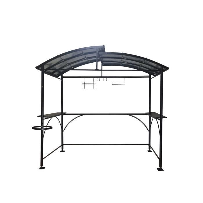 Cochera de acero de doble techo para barbacoas, 2,63 x 1,50 x 2,40 m, gris antracita, CAR2415AC, Habrita Foresta