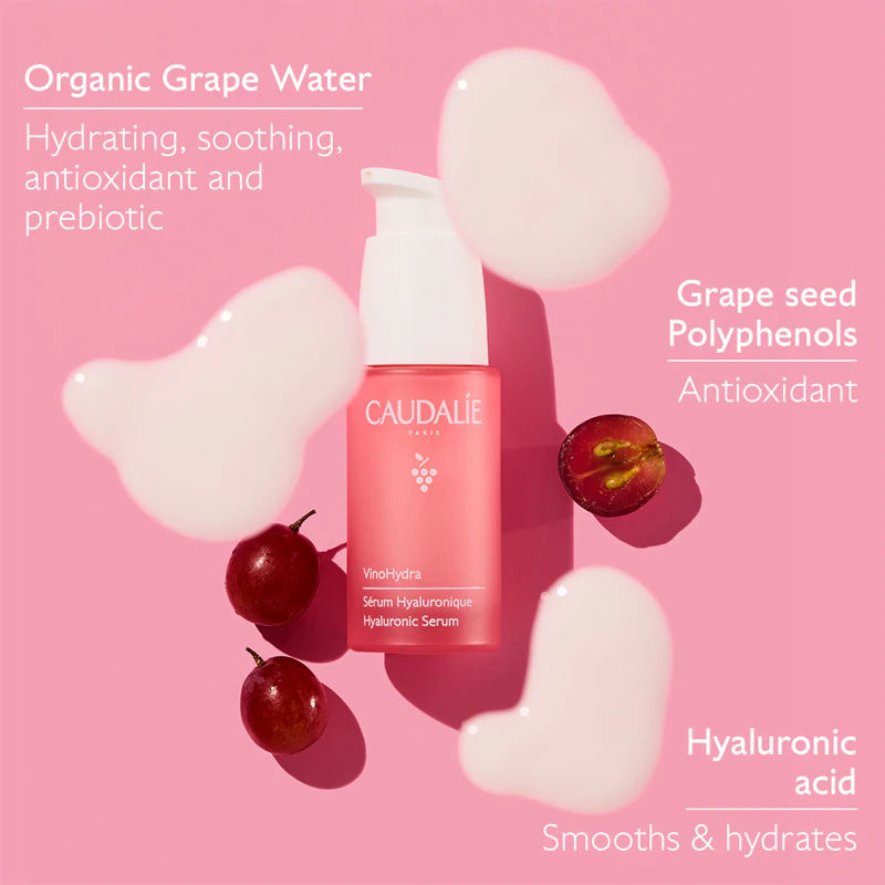 Sérum hidratante Caudalie VinoHydra com ácido hialurônico para primeiras rugas.