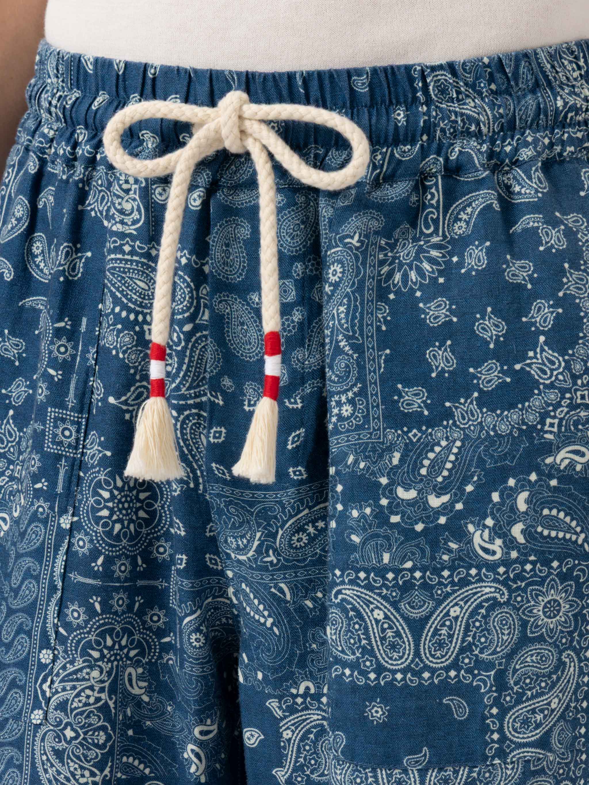 Calais linnen broek met bandana-print
