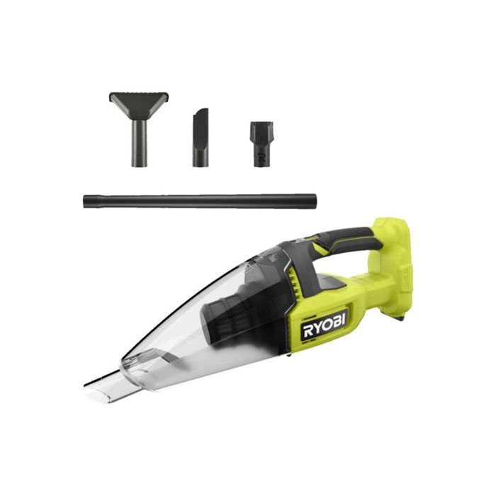Pack RYOBI - Aspirateur à main RHV18-0 - 18V One+ - 600ml - Sans batterie ni chargeur - Kit 4 accessoires pour aspirateur - RAK04FC