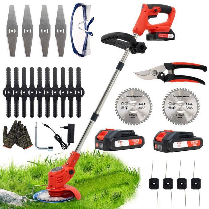 OUTIGO Cordless Electric Brush Cutter, Lawn Trimmer, Adjustable Handle, Cordless Brush Cutter, Foldable