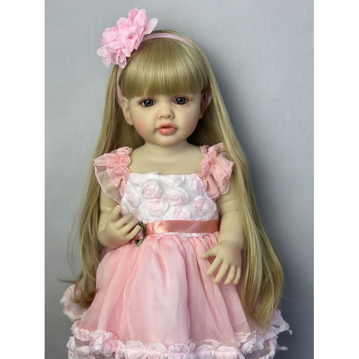 Reborn babypop van 55 cm - Blond babymeisje - Kerstcadeau - Meisje - Inclusief accessoires (flesje, speen)