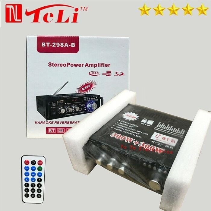 Mini amplificador de potencia estéreo de audio HiFi de 2 canales, 220 V, Bluetooth, radio FM
