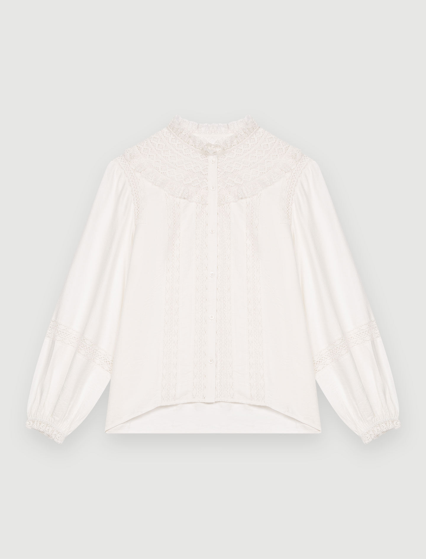 Overhemd met Engelse borduursels - Wit