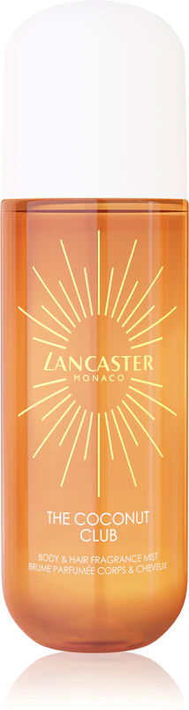 Lancaster Eau de Lancaster Hair & Body Mist, spray perfumado para rosto, corpo e cabelo, fragrâncias Coconut Club.