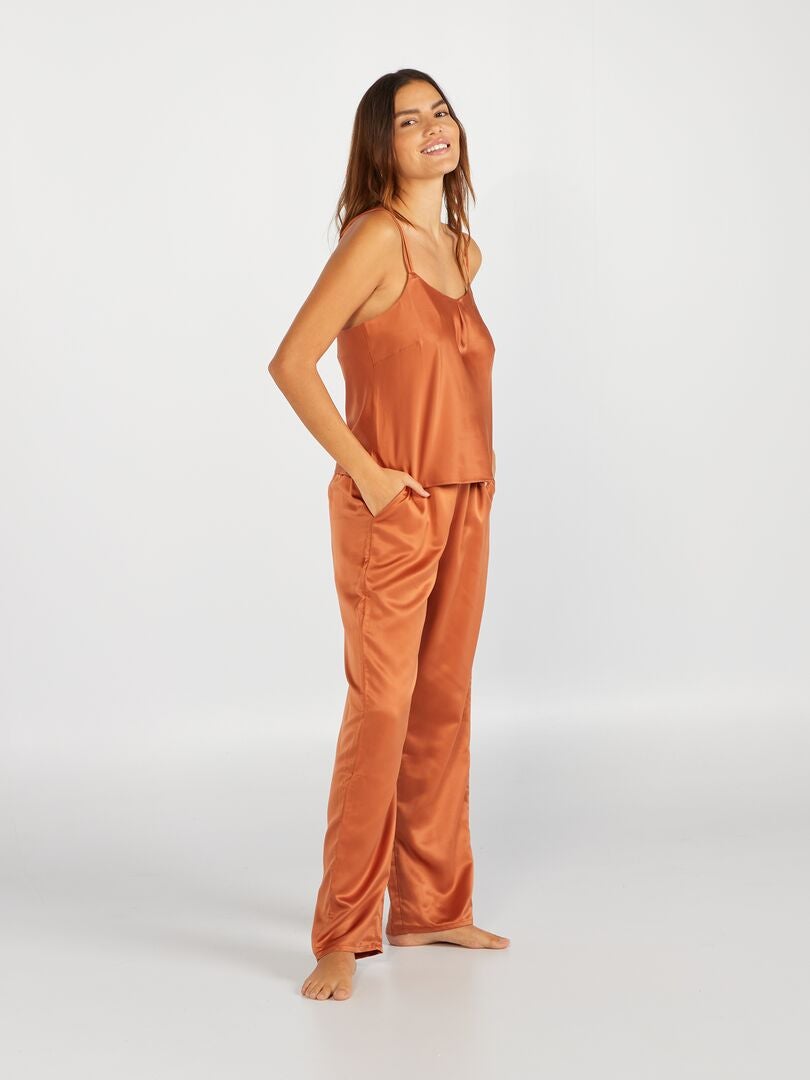 Top de pijama de satén 'Sans Complexe' - BEIGE