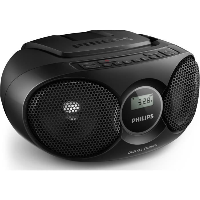 Reproductor de CD PHILIPS AZ215B/12 con sintonizador digital y entrada de audio de 3,5 mm - Negro