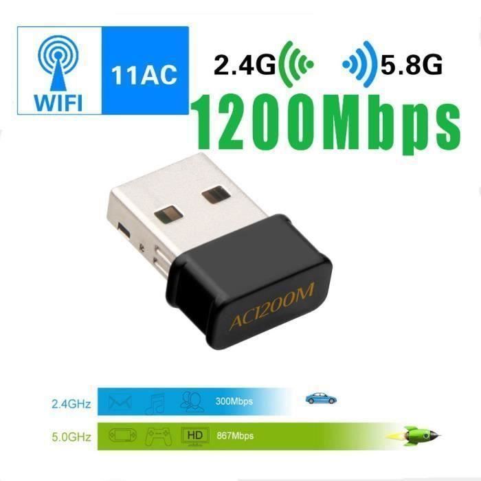 KING Mini USB WiFi Adapter 1200Mbps WiFi Dongle AC Dual Band, WiFi Wireless Adapter Compatible with Windows 7-8-8.1-10