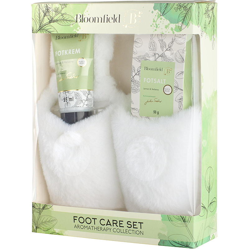 Presentset med tofflor, fotkräm och fotsalt
