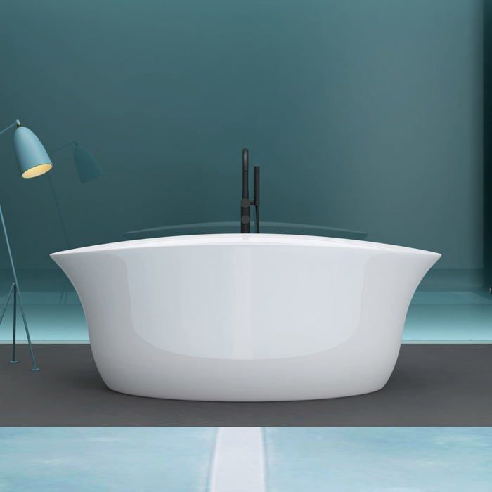 Bañera ovalada exenta de acrílico blanco de 170x88x65cm - MAI & MAI - Con desagüe y rebosadero