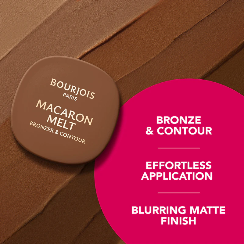 Bourjois Macaron Melt Bronzer & Contour 2 em 1: pó bronzeador e para contorno.