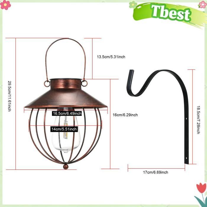 Tbest Paquete de 2 luces solares de pared para exteriores, bolardo solar vintage para jardín, 1 paquete