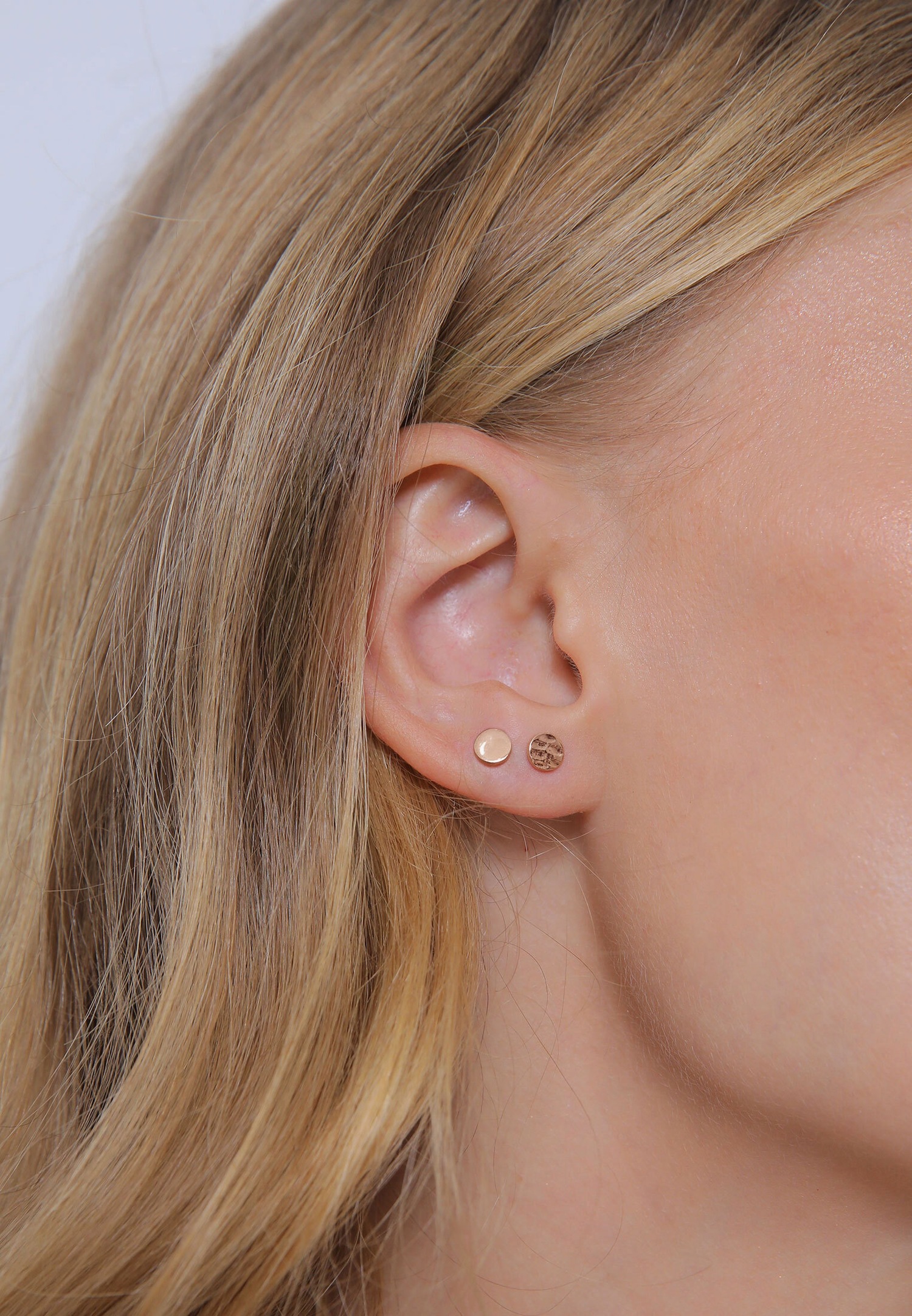 Elli Femmes Clous d'oreilles Set de 2 Martelées Brillantes en Argent Sterling 925