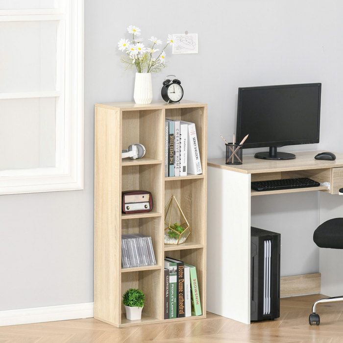 Estantería modular de 7 cubos HOMCOM para interiores, sala de estar, dormitorio - 50 cm de ancho x 24 cm de profundidad x 106 cm de alto, madera natural.