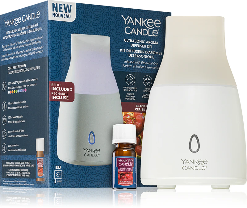 Kit Difusor Elétrico Ultrassônico Yankee Candle, Difusor de aroma ultrassônico Cereja Preta