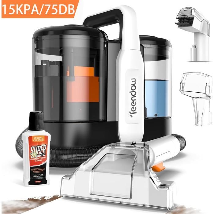 Nettoyeur détacheur portable - 500W/15 Kpa/Tuyau 1,3M - Cordon d'alimentation 3M - Réservoir 0,8L/1,5L - Aspirateur nettoyeur à eau