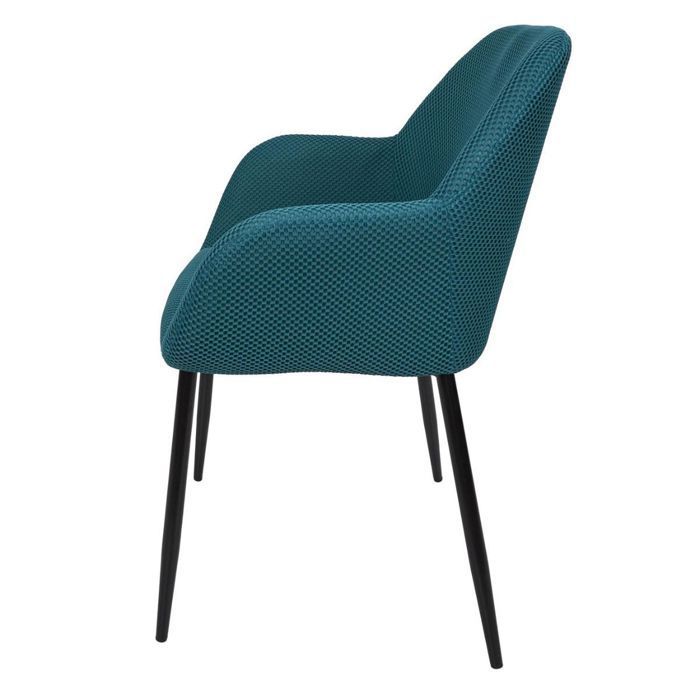 Lot de 2 fauteuils de table en tissu texturé maille 3D bleu - ELECTRON