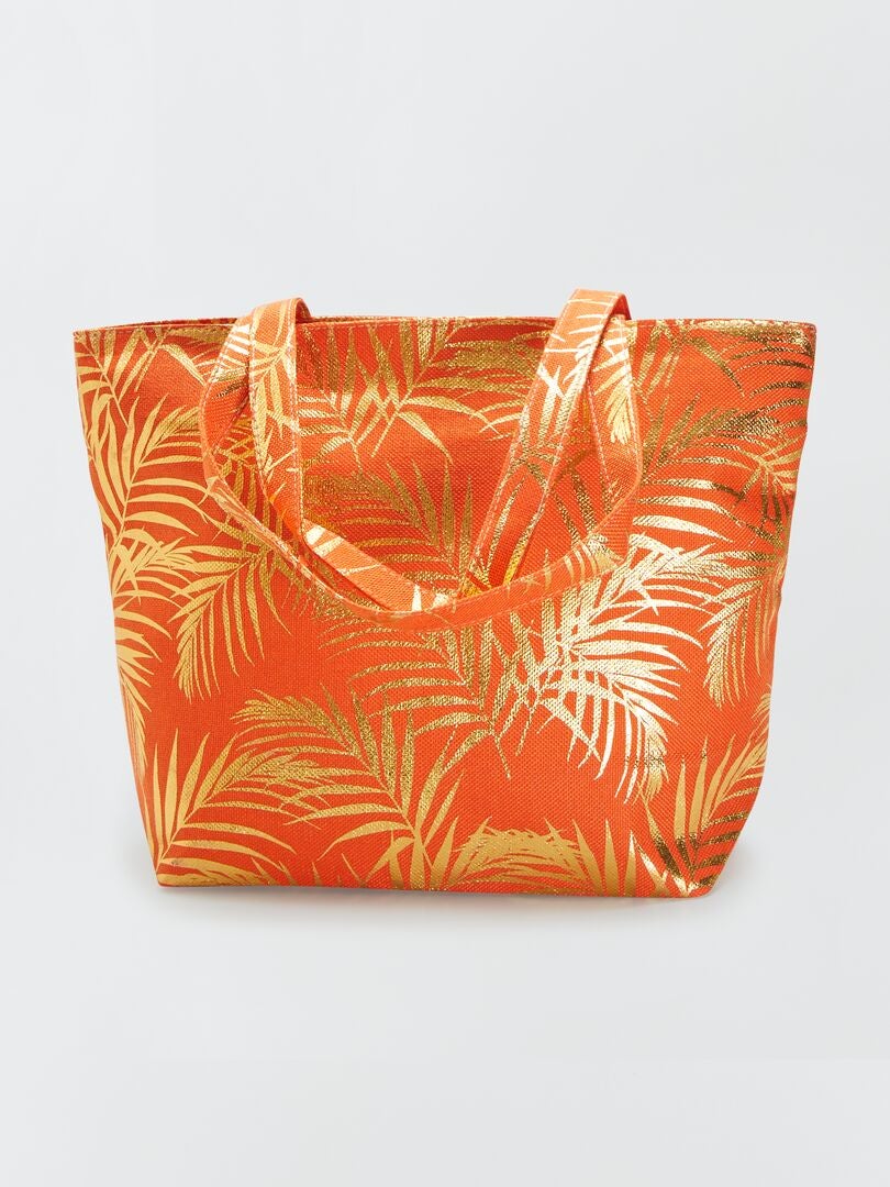 Bolsa de compras con estampado metálico - NARANJA