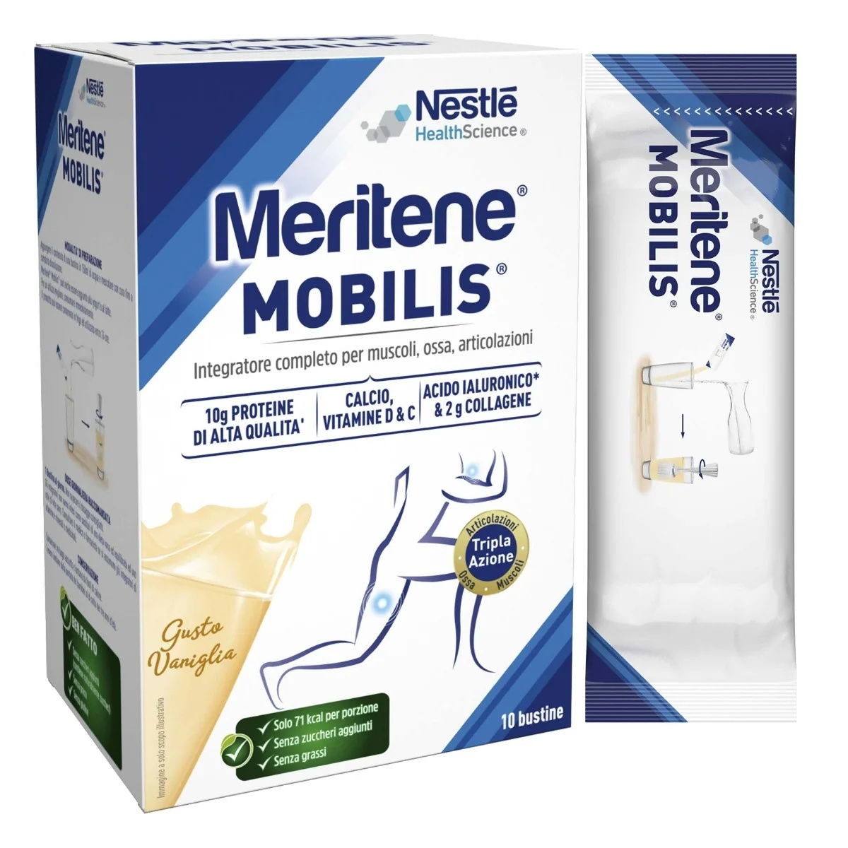 MERITENE Meritene Mobilis Vanille Nahrungsergänzungsmittel Muskeln Knochen Gelenke 10 Beutel Gelenkbeweglichkeit