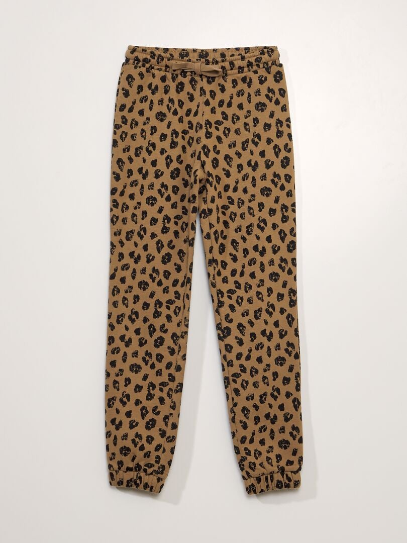 Calça de moletom com estampa de leopardo - MARROM