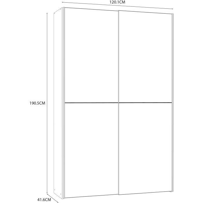 Multifunctional 2-door sliding wardrobe - Matte white - W120 x D41.6 x H190.5 cm - OZZULA