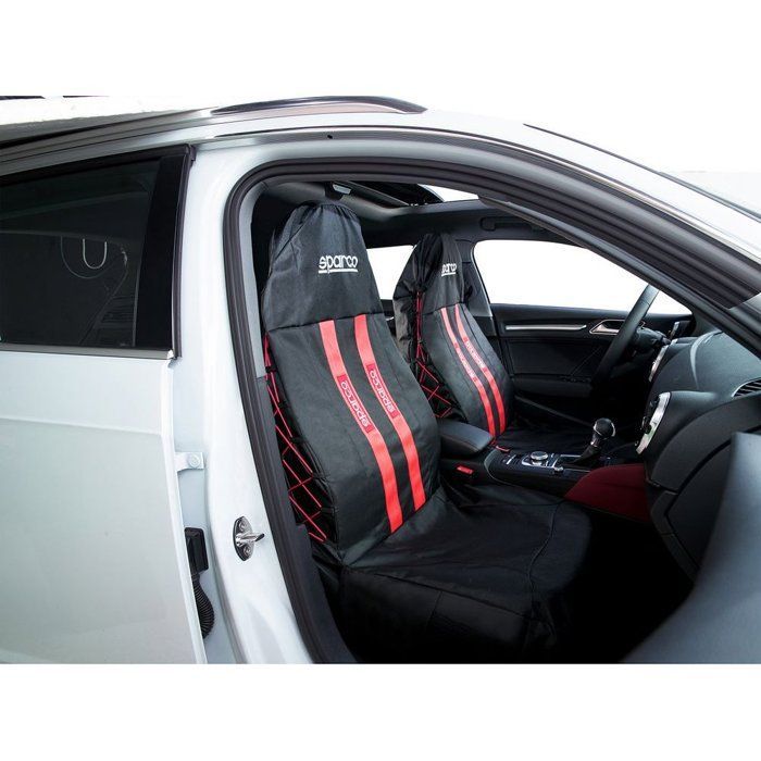 Funda para asiento de coche - SPARCO - Universal - Negro/Rojo - Poliéster/Esponja - Lavable