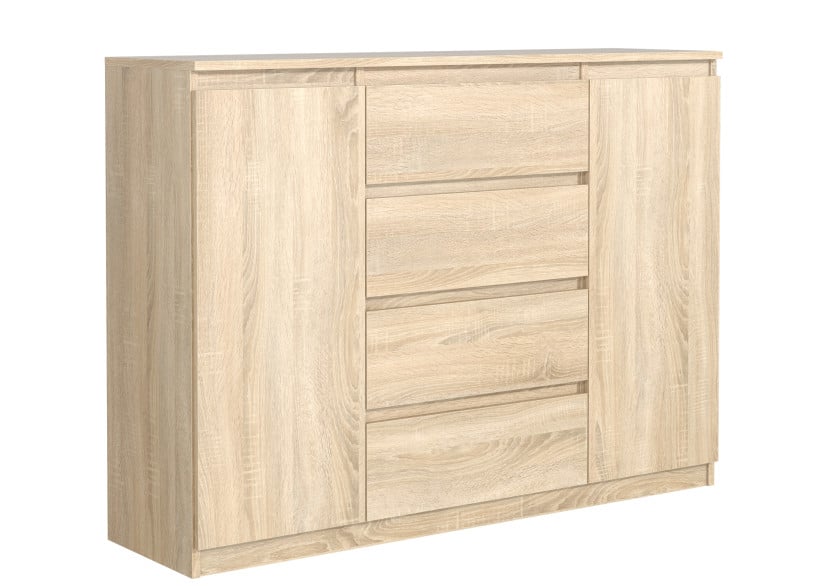 Komoda 2 drzwi 4 szuflady 140cm dąb sonoma