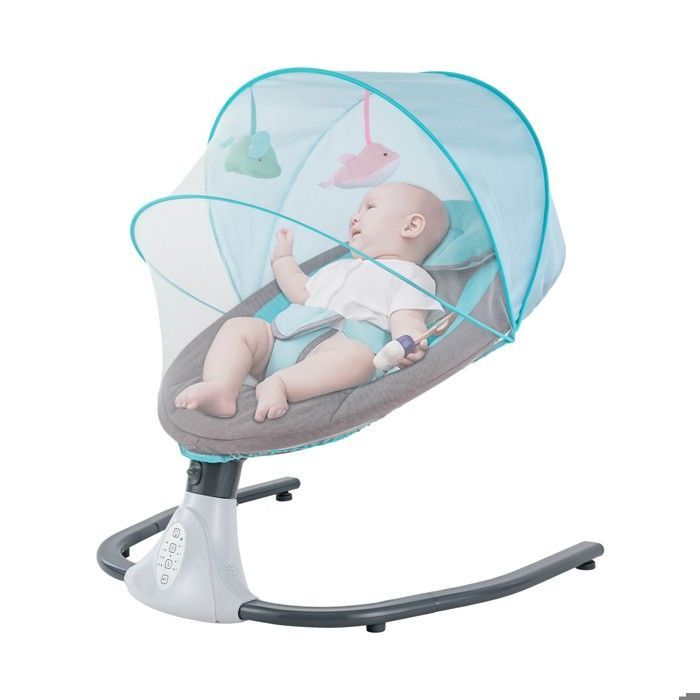 Balancelle Électrique Bébé 1-12 Mois, Balancement Automatique 4 Angles, Musique Bluetooth, Télécommande, Pliable et Sécurisée