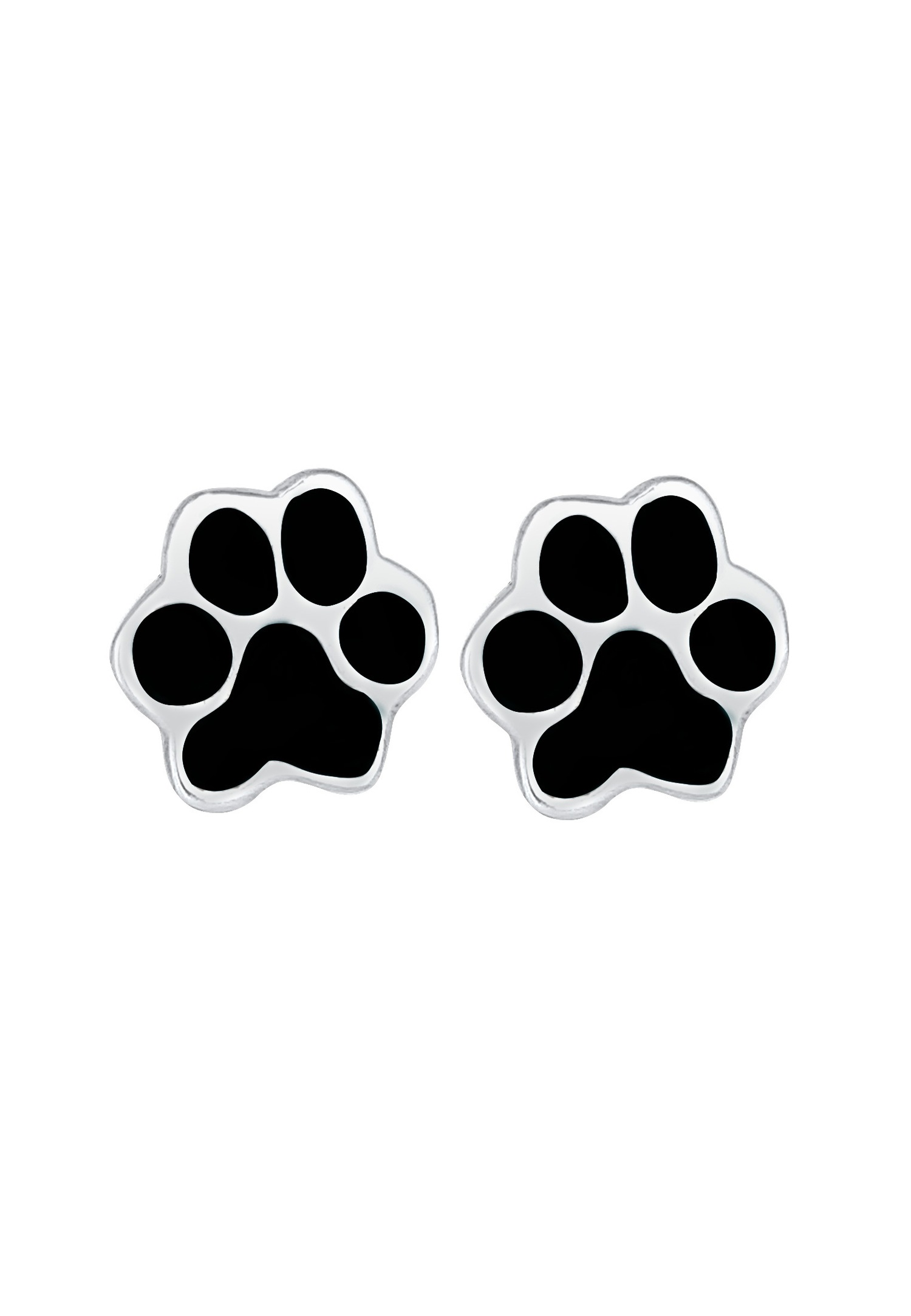 Elli Femmes Clous d'oreilles Patte Animal Chien Chat Filigrane avec Émail en Argent Sterling 925