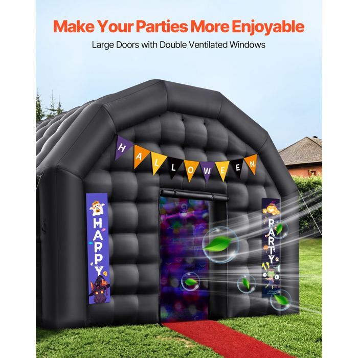 Carpa hinchable para fiestas VEVOR - 5,4 x 5 x 4,25 m - Carpa hinchable cúbica - Discoteca/Club - 2 ventanas