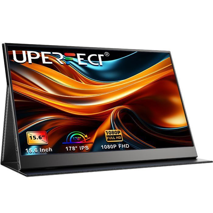 Monitor portatile UPERFECT da 15,6 pollici FHD Full HD IPS, 60Hz, rapporto di contrasto 1200:1, compatibile VESA.