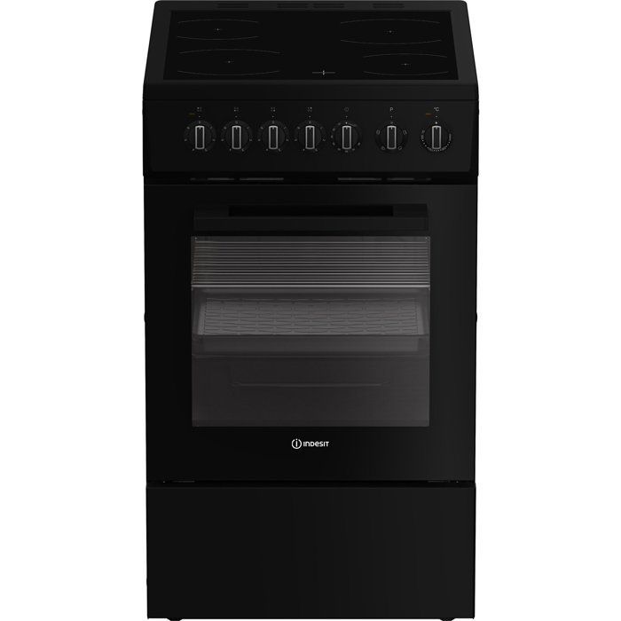Cuisinière vitrocéramique - INDESIT - I5V3PCB - 4 foyers - 7700 W -  L50 cm - Noir