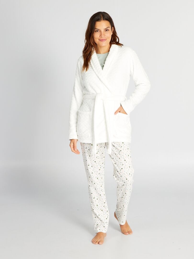 Fleece badjas - Wit