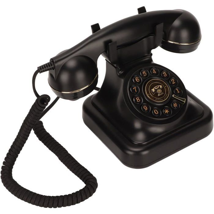Teléfono fijo retro - SUTEO - Marcación giratoria antigua - Control de volumen - Rellamada rápida