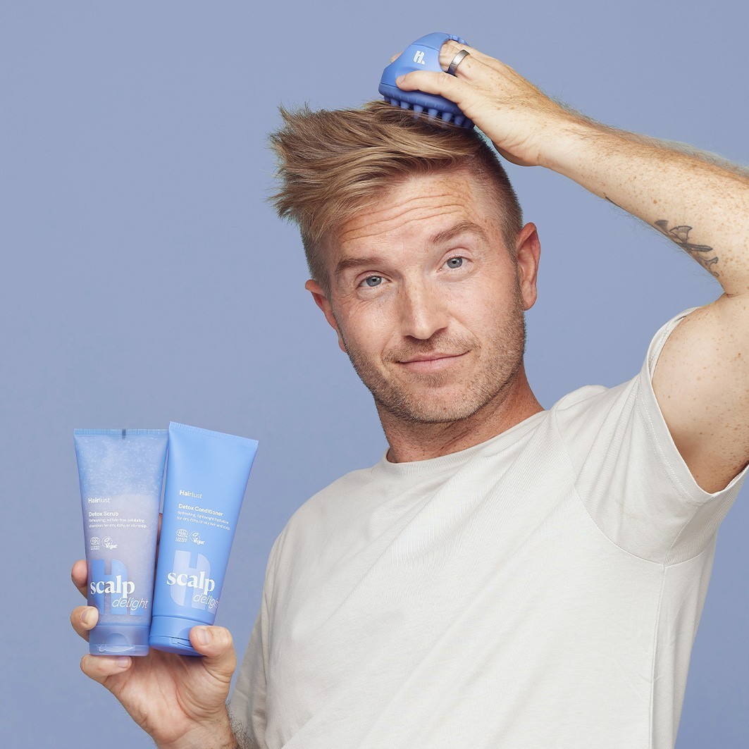 „Hairlust“ plokščias ir mentinis galvos odos masažinis šepetys – 100 g