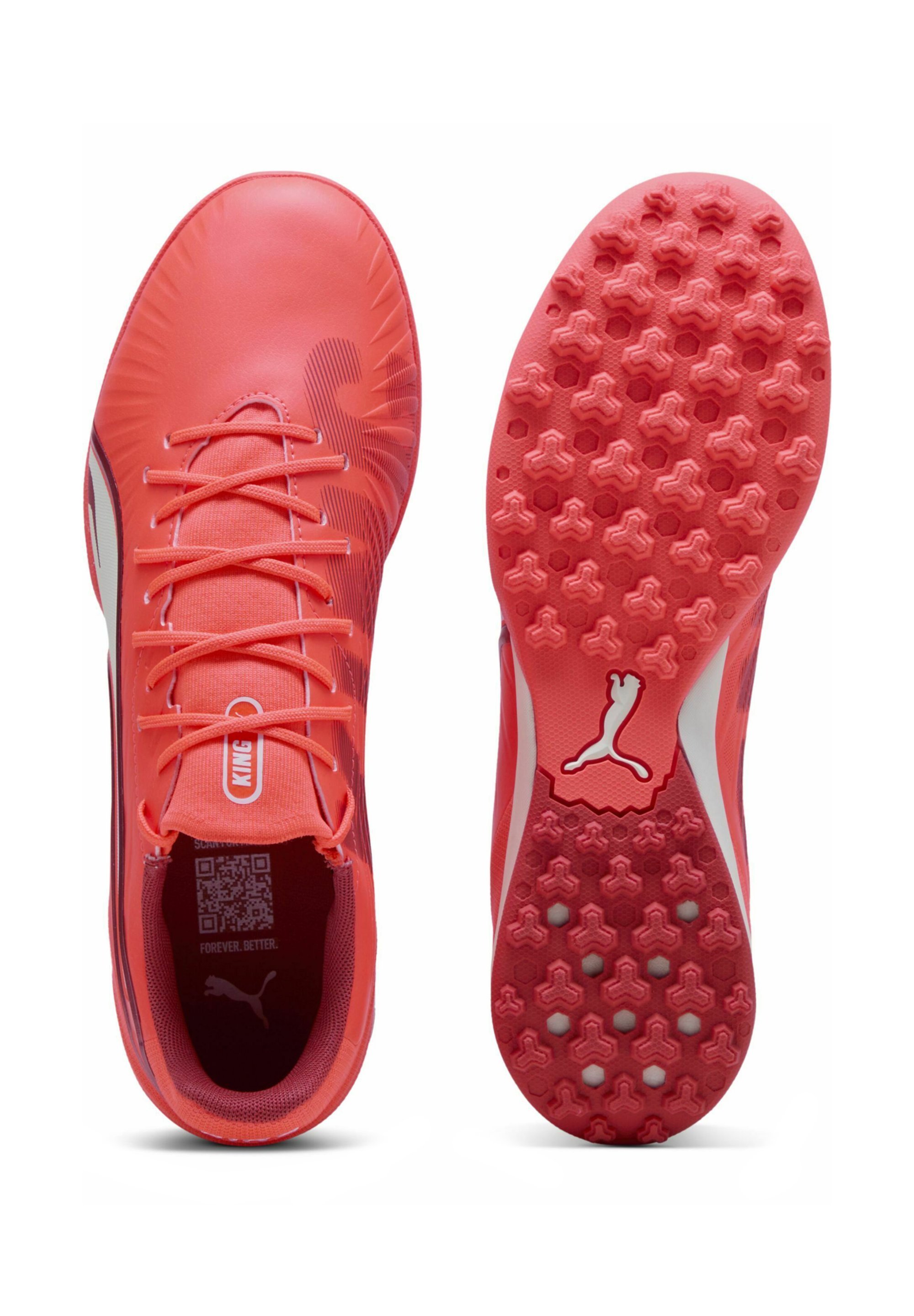 Puma KING MATCH TT - Turf voetbalschoenen - gloeiend rood wit rood vuur