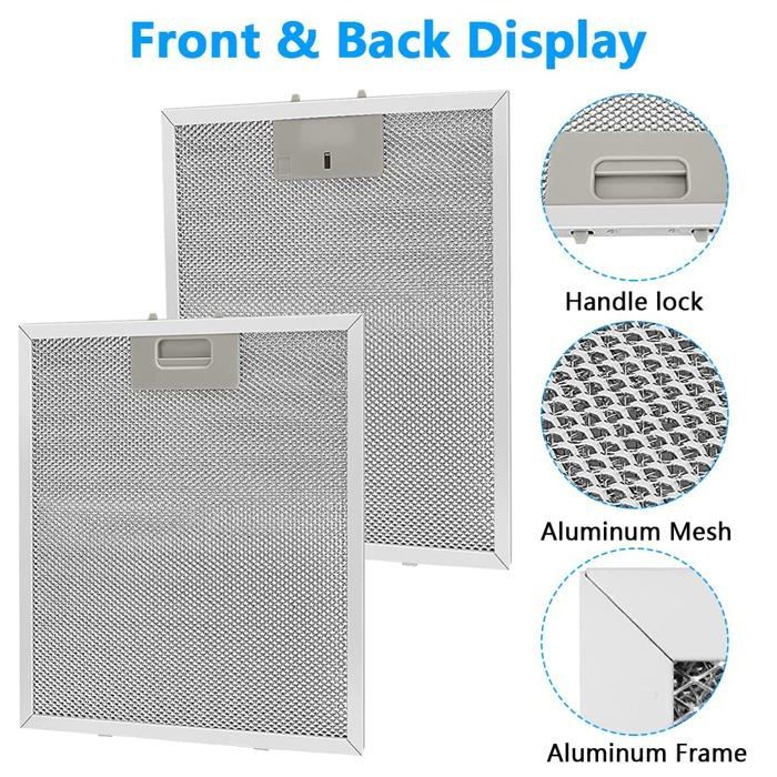 Filtro de grasa metálico de 2 piezas para campana extractora, 320x260 mm, accesorio de filtro de malla para campana extractora - Plateado