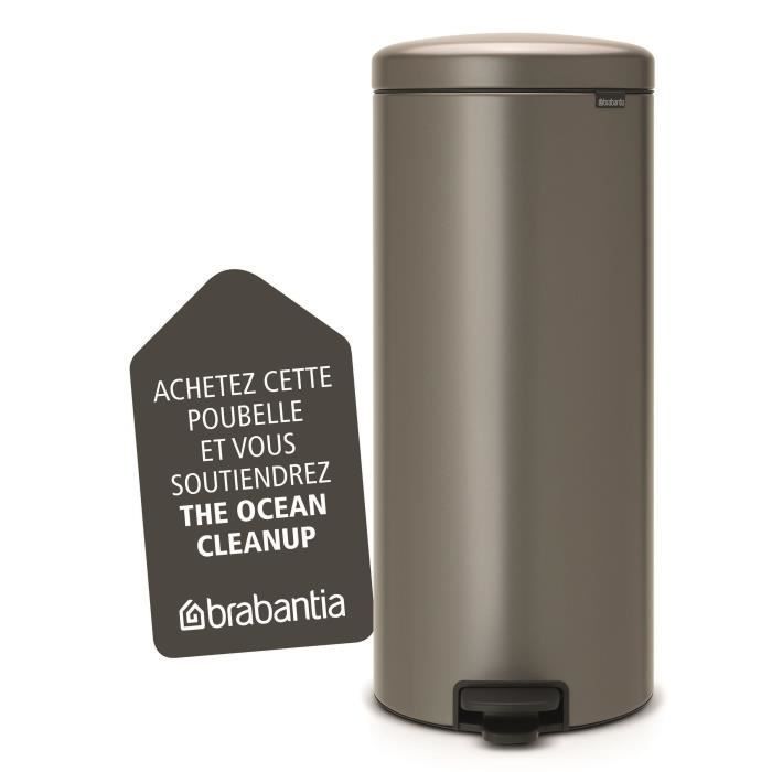 Poubelle à pédale - BRABANTIA - NewIcon - 30L - Fermeture silencieuse - Seau intérieur plastique