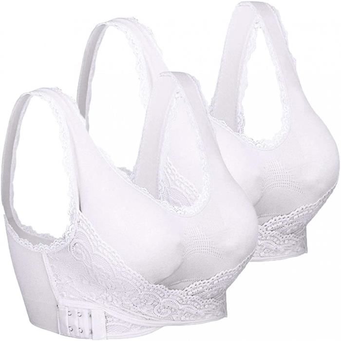 Sujetador deportivo para mujer - Cierre frontal lateral - Relleno - Yoga - Talla B - Blanco