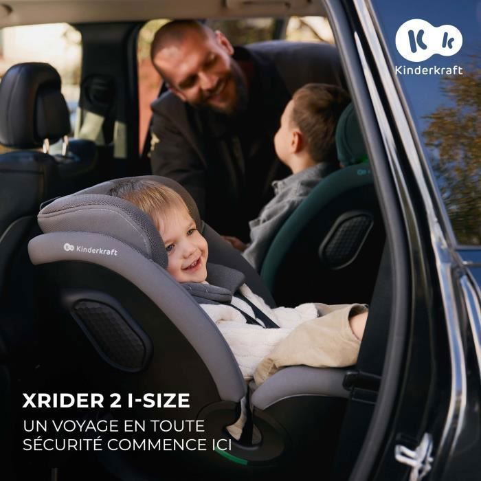 Silla de coche infantil Kinderkraft XRIDER 2 I-SIZE, 40–150 cm, giro de 360°, ISOFIX, SPS+, H-GUARD+, 8 posiciones de reclinado, orientada hacia atrás.