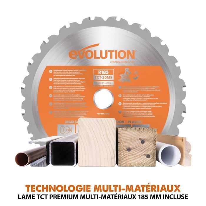Troncatrice radiale a batteria Evolution R185SMS-Li + batteria da 4 Ah + caricabatterie rapido