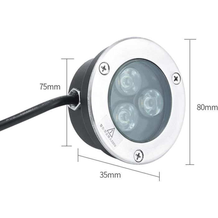 Très Mince Spot LED Piscine Encastrable Terrasse de Jardin 3W Spot LED Exterieur IP68 Étanche Acier Inoxydable 304 Extérieur,1pcs